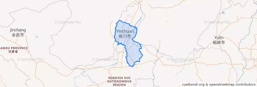 Mapa de ubicacion de Yinchuan City.
