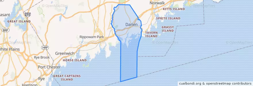 Mapa de ubicacion de Darien.
