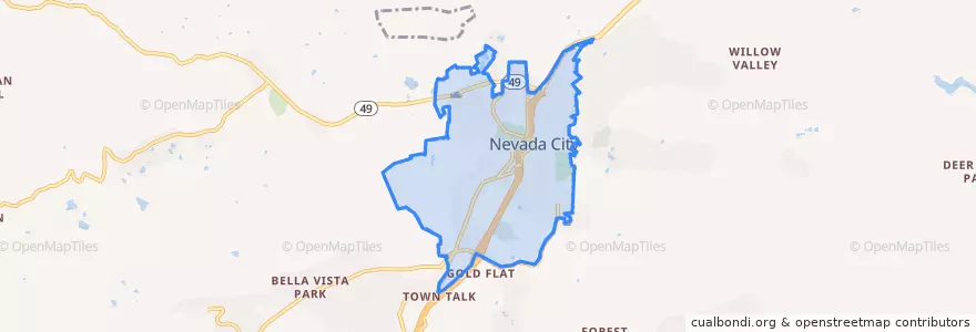 Mapa de ubicacion de Nevada City.