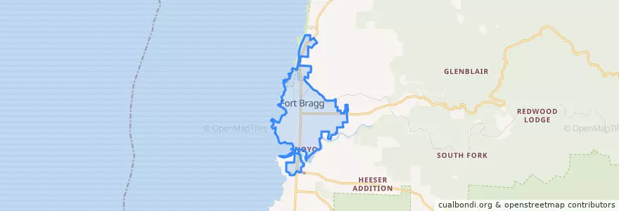 Mapa de ubicacion de Fort Bragg.
