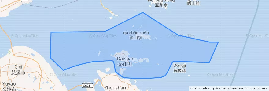 Mapa de ubicacion de 岱山县 (Daishan).