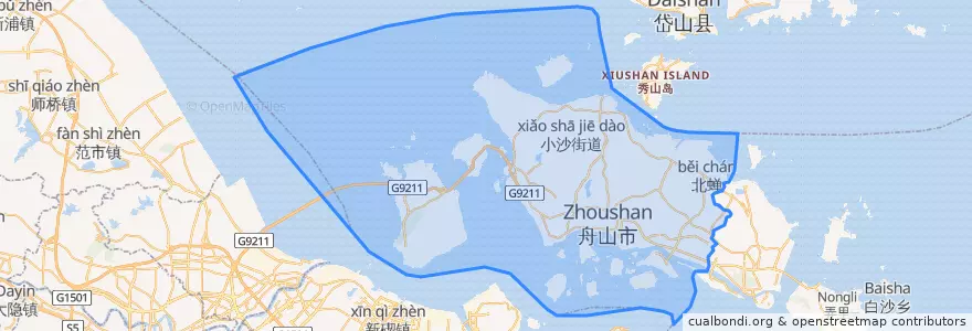 Mapa de ubicacion de 定海区 (Dinghai).
