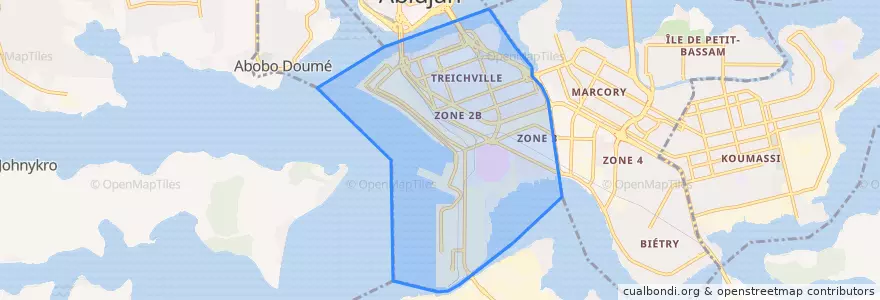 Mapa de ubicacion de Treichville.