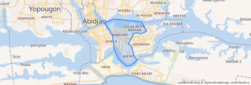 Mapa de ubicacion de Marcory.