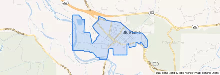 Mapa de ubicacion de Blue Lake.