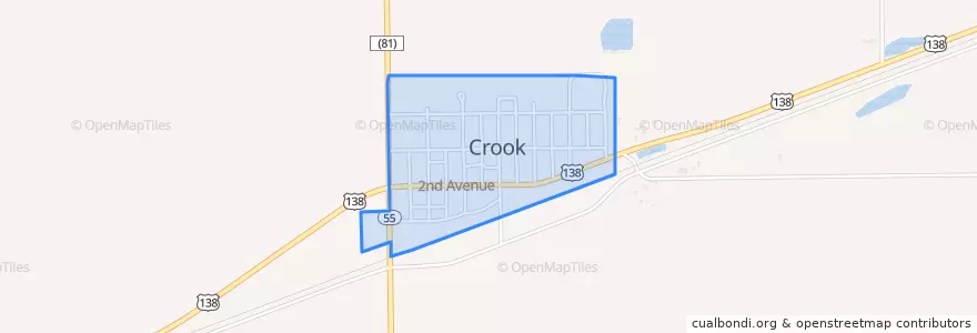 Mapa de ubicacion de Crook.