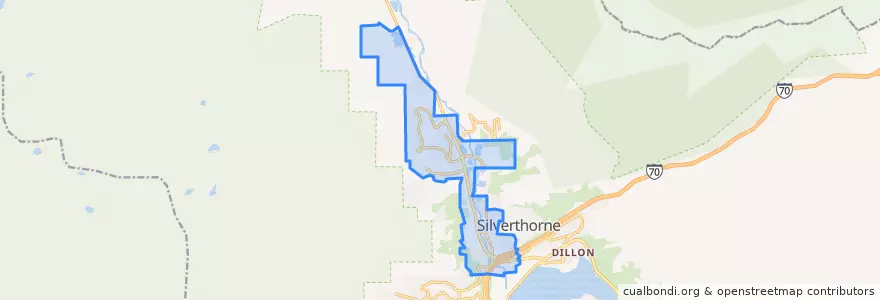 Mapa de ubicacion de Silverthorne.