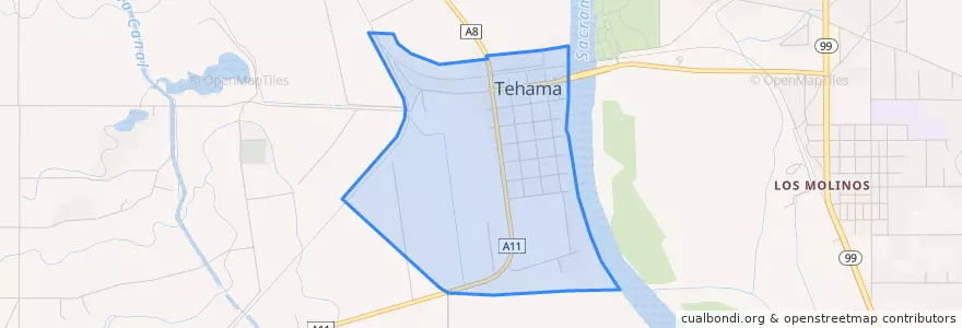 Mapa de ubicacion de Tehama.