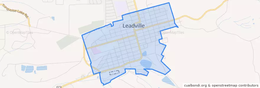 Mapa de ubicacion de Leadville.