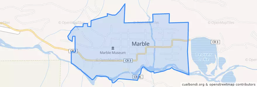 Mapa de ubicacion de Marble.