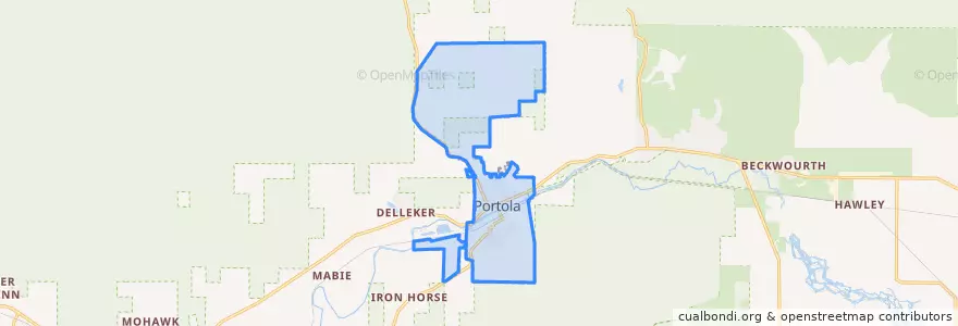 Mapa de ubicacion de Portola.