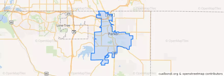 Mapa de ubicacion de Parker.