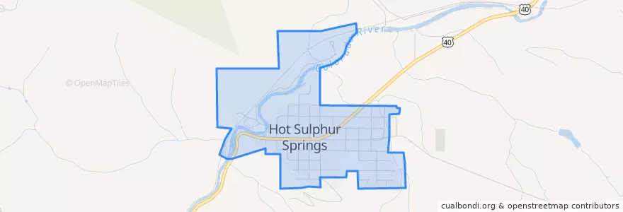 Mapa de ubicacion de Hot Sulphur Springs.