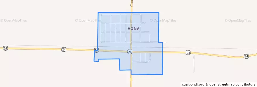 Mapa de ubicacion de Vona (Colorado).