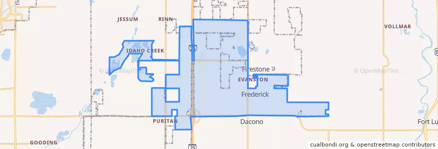 Mapa de ubicacion de Frederick.