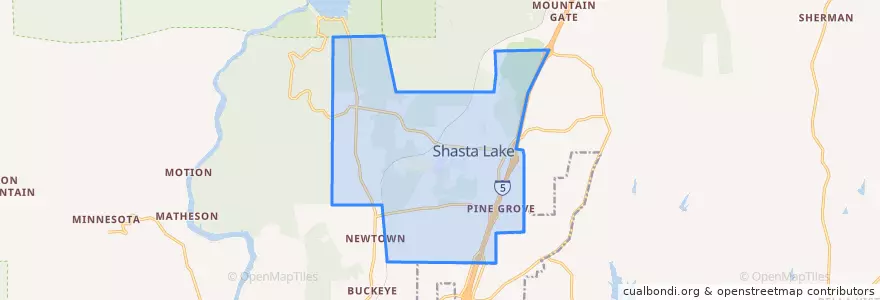 Mapa de ubicacion de شاستا لاكي، شاستا، كاليفورنيا.