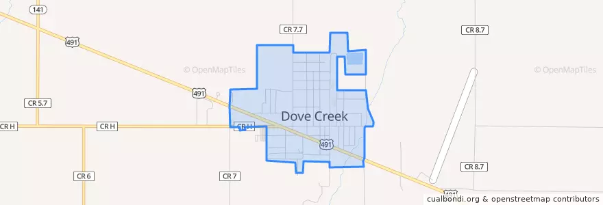 Mapa de ubicacion de Dove Creek.