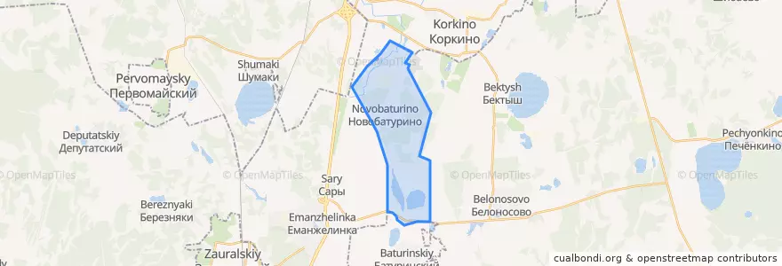 Mapa de ubicacion de Новобатуринское сельское поселение.