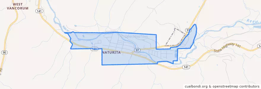 Mapa de ubicacion de Naturita.