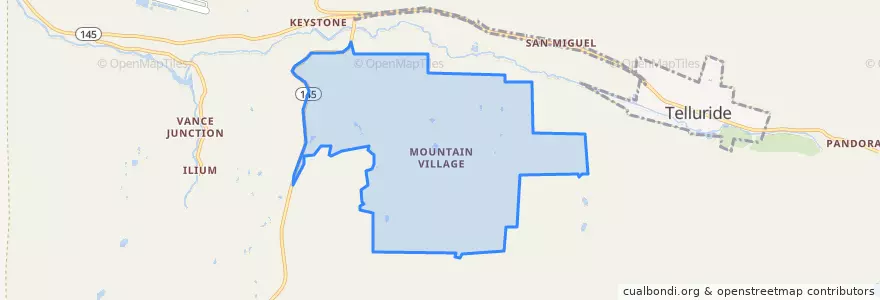 Mapa de ubicacion de Mountain Village.