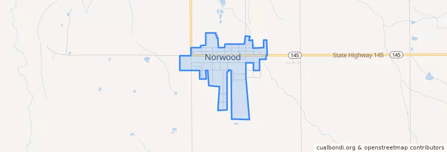Mapa de ubicacion de Norwood.
