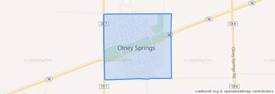Mapa de ubicacion de Olney Springs.