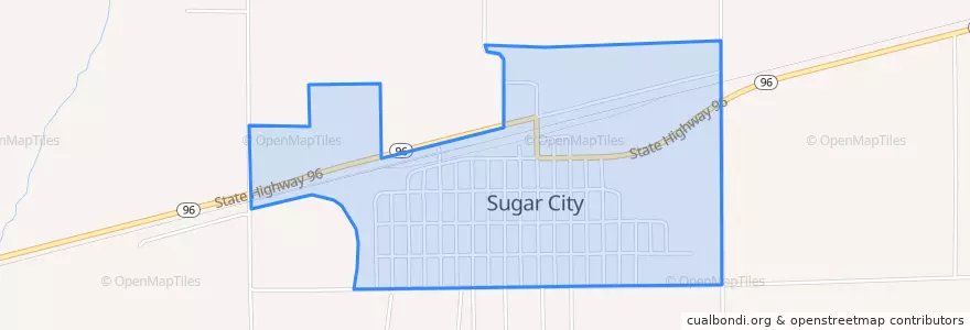 Mapa de ubicacion de Sugar City.