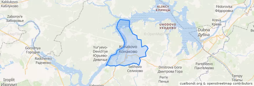 Mapa de ubicacion de городское поселение Конаково.