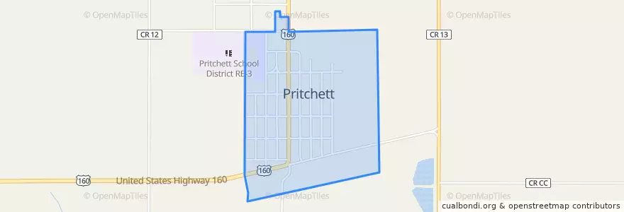 Mapa de ubicacion de Pritchett.