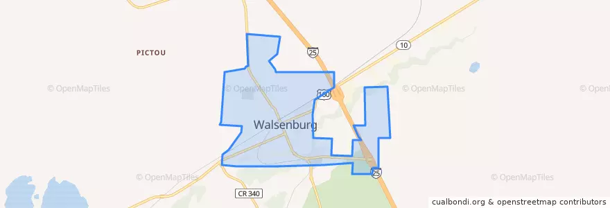 Mapa de ubicacion de Walsenburg.