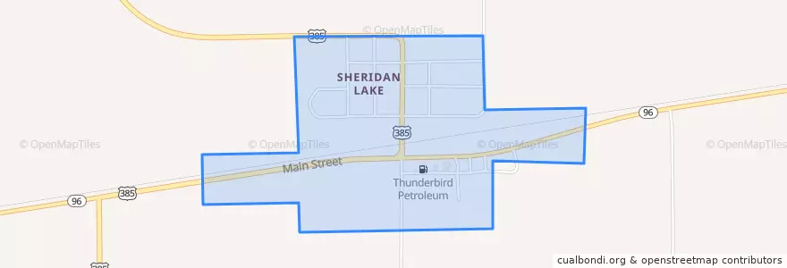 Mapa de ubicacion de Sheridan Lake.
