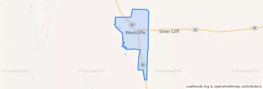 Mapa de ubicacion de Westcliffe.