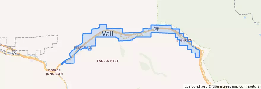 Mapa de ubicacion de Vail.