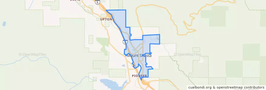 Mapa de ubicacion de Mount Shasta.