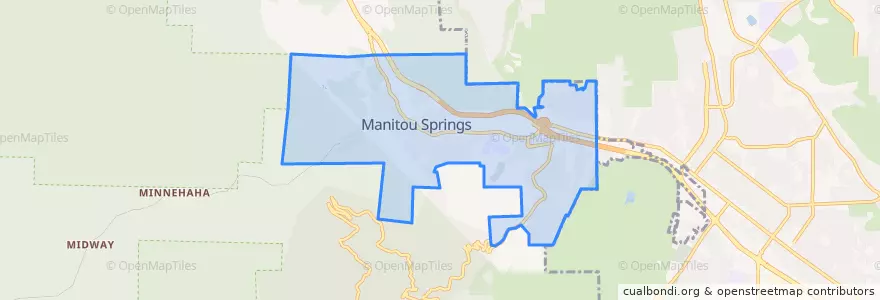 Mapa de ubicacion de Manitou Springs.