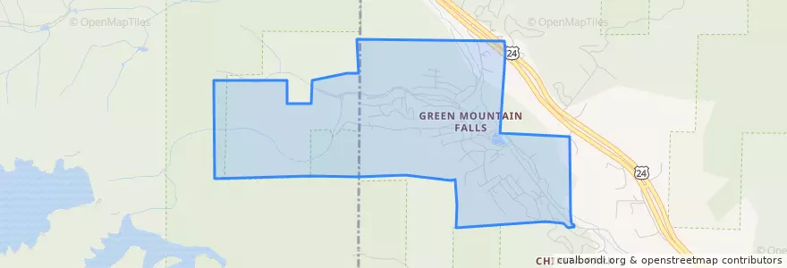 Mapa de ubicacion de Green Mountain Falls.