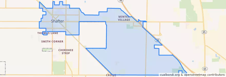Mapa de ubicacion de Shafter.