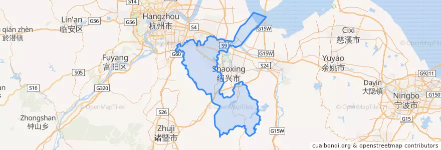 Mapa de ubicacion de 柯桥区 (Keqiao).