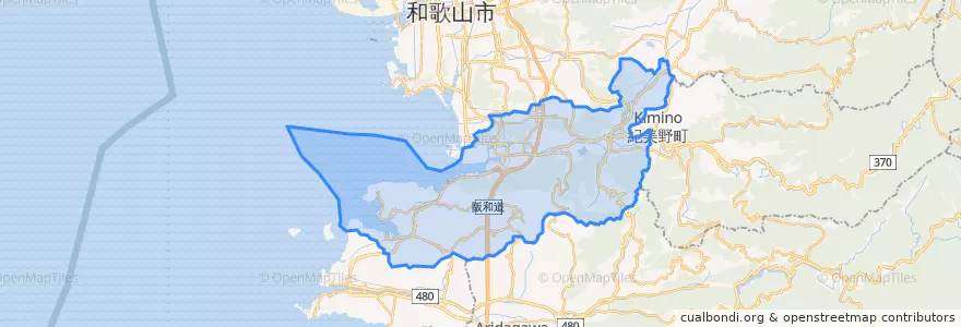 Mapa de ubicacion de 海南市.