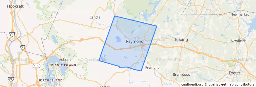 Mapa de ubicacion de Raymond.