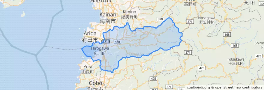 Mapa de ubicacion de 有田郡.