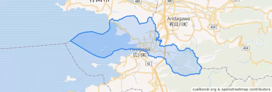 Mapa de ubicacion de 湯浅町.