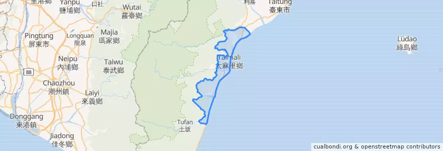 Mapa de ubicacion de 太麻里郷.