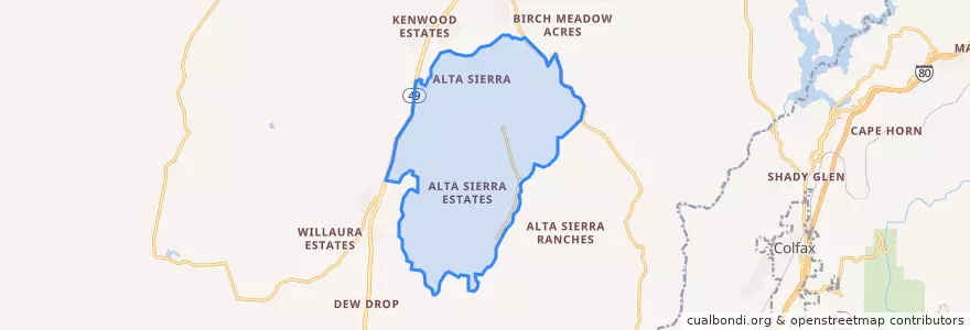Mapa de ubicacion de Alta Sierra.