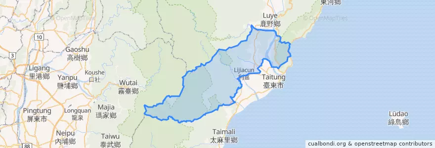 Mapa de ubicacion de 卑南鄉.