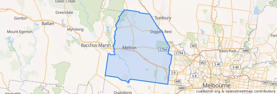 Mapa de ubicacion de City of Melton.