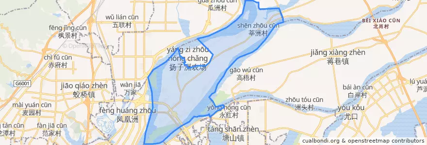 Mapa de ubicacion de 扬子洲镇.
