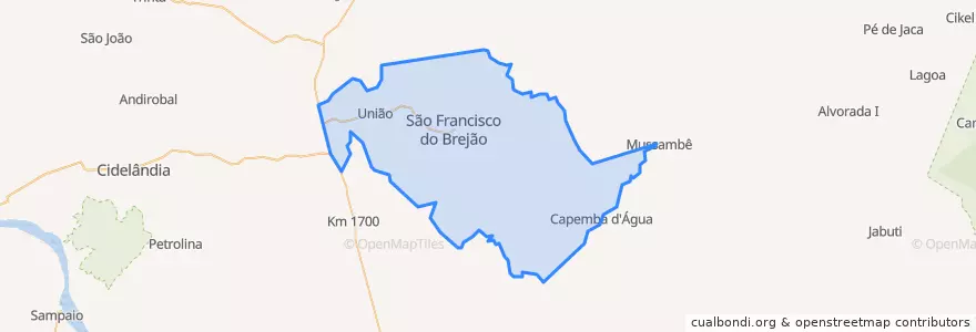 Mapa de ubicacion de São Francisco do Brejão.