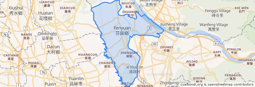 Mapa de ubicacion de 芬園鄉.