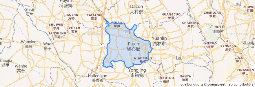 Mapa de ubicacion de 埔心鄉.